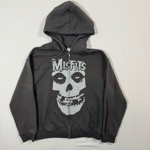 Misfits‎ Band Hoodie Crimson Ghost Full Zip Gray H&M XS Punk Grunge Streetwear